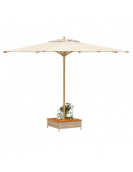 Copertura Base Ombrellone Beige 70x70x25 cm Polyrattan e Acacia