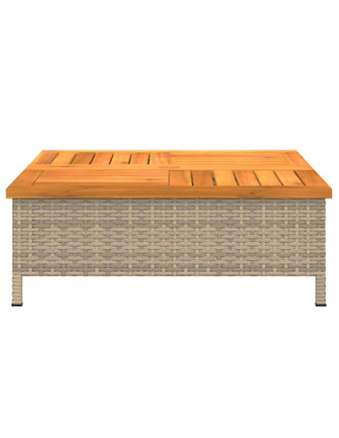 Copertura Base Ombrellone Beige 70x70x25 cm Polyrattan e Acacia