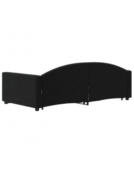 Divano Letto Estraibile con Cassetti Nero 90x200 cm in Velluto