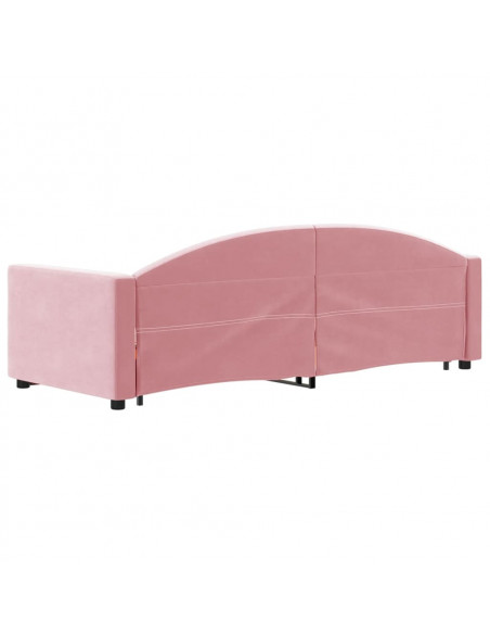 Divano Letto Estraibile con Cassetti Rosa 80x200 cm Velluto