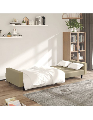 Divano Letto a 2 Posti Cappuccino in Similpelle