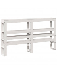 Testiera con Ripiani Bianca 140 cm in Legno Massello di Pino