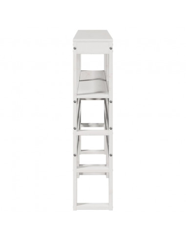 Testiera con Ripiani Bianca 140 cm in Legno Massello di Pino