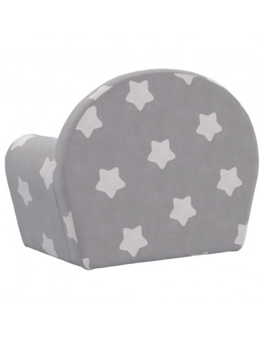 Divano per Bambini Grigio Chiaro con Stelle in Morbido Peluche