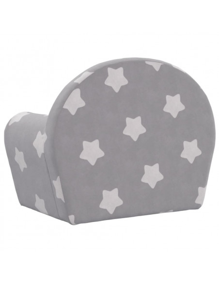 Divano per Bambini Grigio Chiaro con Stelle in Morbido Peluche