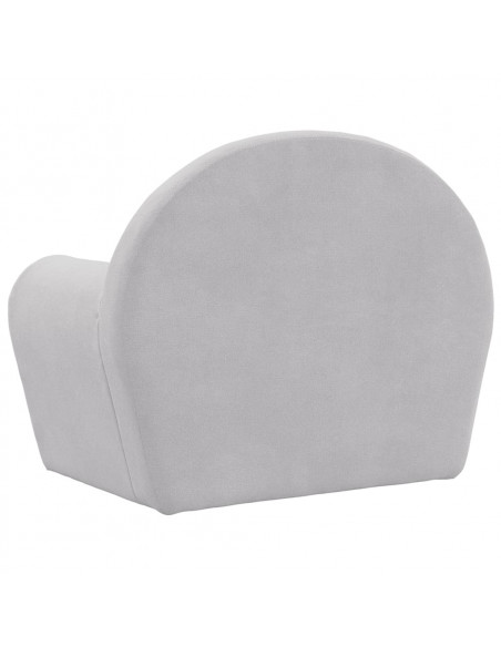 Divano per Bambini Grigio Chiaro in Morbido Peluche