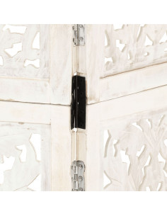 Divisorio 3 Pannelli Intagliato Bianco 120x165cm Mango Massello