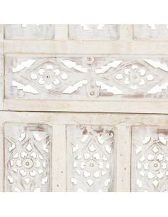 Divisorio 3 Pannelli Intagliato Bianco 120x165cm Mango Massello