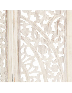 Divisorio 3 Pannelli Intagliato Bianco 120x165cm Mango Massello
