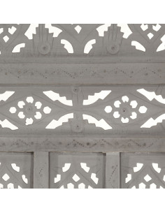 Divisorio 3 Pannelli Intagliato Grigio 120x165cm Mango Massello