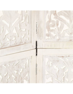 Divisorio 5 Pannelli Intagliato Bianco 200x165cm Mango Massello