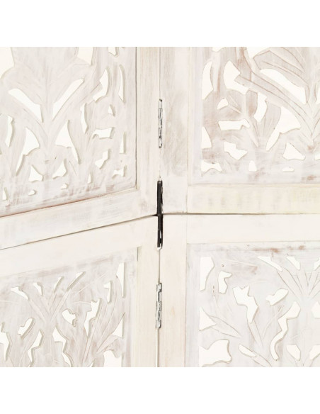 Divisorio 5 Pannelli Intagliato Bianco 200x165cm Mango Massello