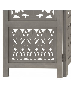 Divisorio 5 Pannelli Intagliato Grigio 200x165cm Mango Massello