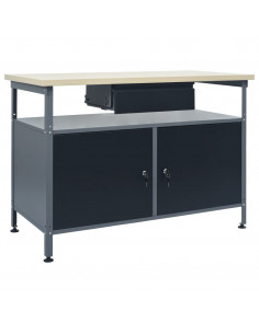 Banco da Lavoro Nero 120x60x85 cm in Acciaio 2