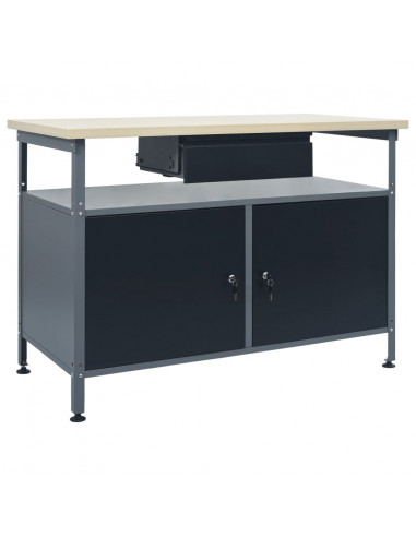 Banco da Lavoro Nero 120x60x85 cm in Acciaio
