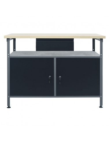 Banco da Lavoro Nero 120x60x85 cm in Acciaio