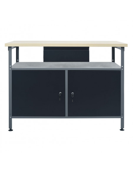 Banco da Lavoro Nero 120x60x85 cm in Acciaio