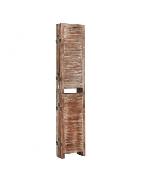 Divisorio 6 Pannelli Marrone 210x165cm Legno Massello Paulownia