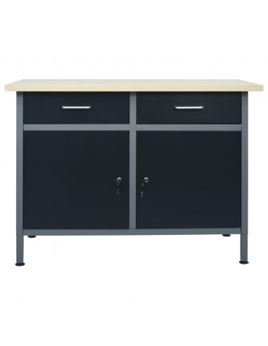 Banco da Lavoro Nero 120x60x85 cm in Acciaio