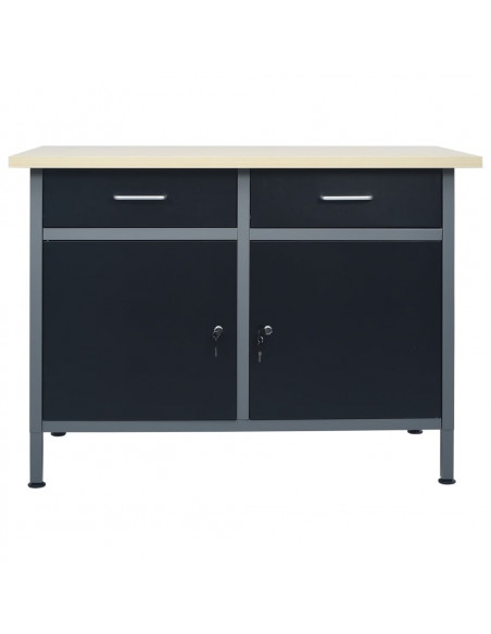 Banco da Lavoro Nero 120x60x85 cm in Acciaio