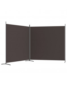 Divisorio a 2 Pannelli Marrone 348x180 cm in Tessuto