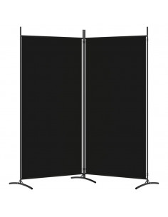 Divisorio a 2 Pannelli Nero 175x180 cm in Tessuto
