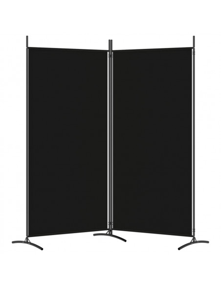 Divisorio a 2 Pannelli Nero 175x180 cm in Tessuto