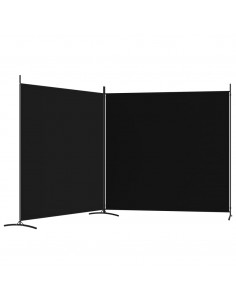 Divisorio a 2 Pannelli Nero 348x180 cm in Tessuto