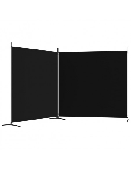 Divisorio a 2 Pannelli Nero 348x180 cm in Tessuto