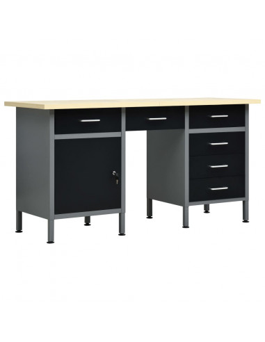 Banco da Lavoro Nero 160x60x85 cm in Acciaio