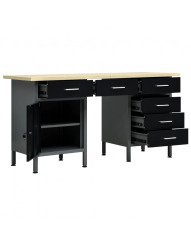 Banco da Lavoro Nero 160x60x85 cm in Acciaio