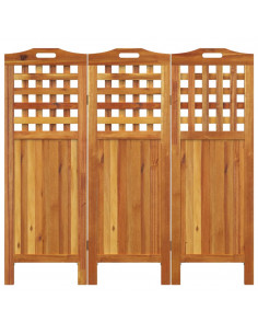 Divisorio a 3 Pannelli 121,5x2x115 cm Legno Massello di Acacia