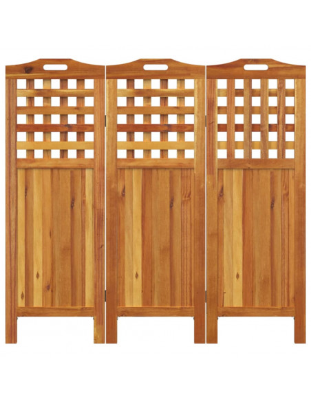 Divisorio a 3 Pannelli 121,5x2x115 cm Legno Massello di Acacia