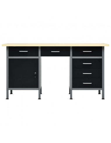 Banco da Lavoro Nero 160x60x85 cm in Acciaio