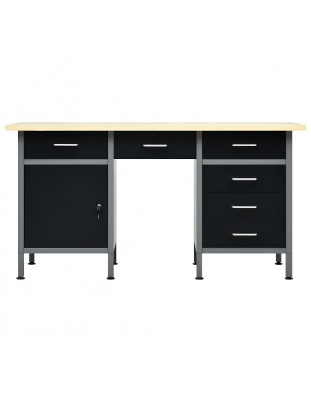 Banco da Lavoro Nero 160x60x85 cm in Acciaio