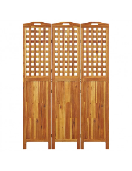 Divisorio a 3 Pannelli 121,5x2x180 cm Legno Massello di Acacia
