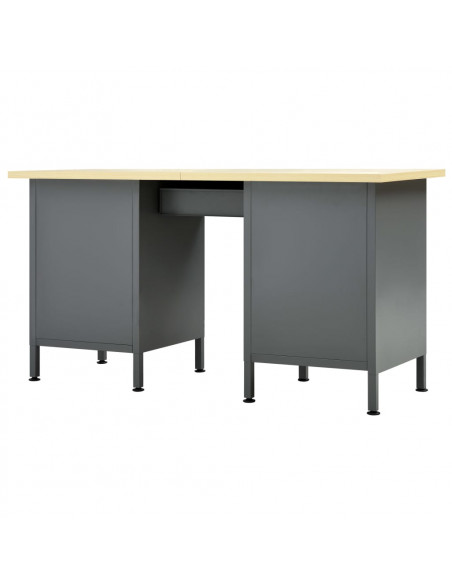 Banco da Lavoro Nero 160x60x85 cm in Acciaio
