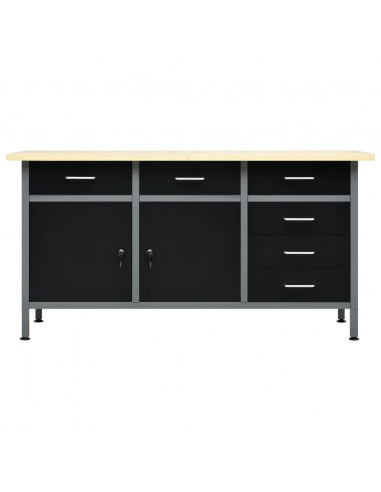 Banco da Lavoro Nero 160x60x85 cm in Acciaio