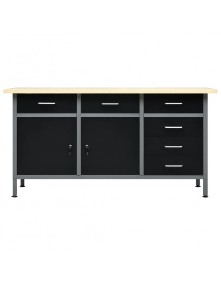 Banco da Lavoro Nero 160x60x85 cm in Acciaio