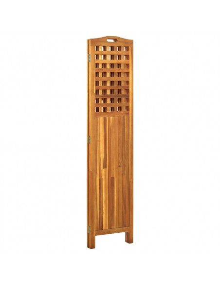 Divisorio a 3 Pannelli Grigio 121x2x170 cm in Massello Acacia