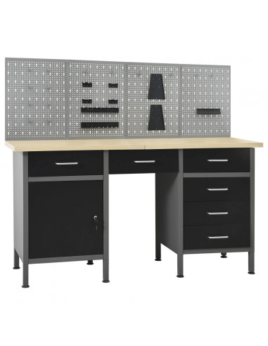 Banco da Lavoro con 4 Pannelli a Parete