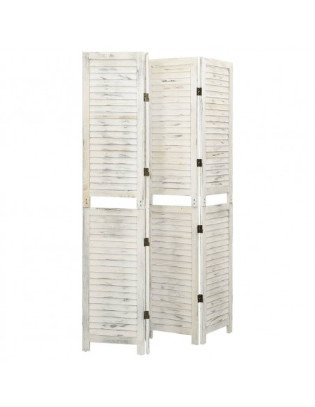 Divisorio a 4 Pannelli Bianco Antico 140x165 cm in Legno