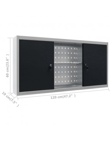 Banco da Lavoro con 3 Pannelli a Parete e 1 Armadietto