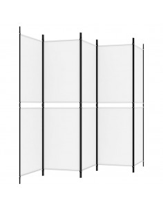 Divisorio a 5 Pannelli Bianco 250x180 cm Tessuto