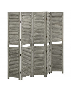 Divisorio a 5 Pannelli Grigio 179x166 cm in Legno Massello