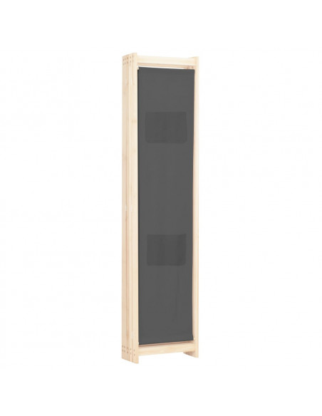 Divisorio a 5 Pannelli Grigio 200x170x4 cm in Tessuto