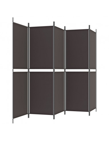 Divisorio a 5 Pannelli Marrone 250x180 cm in Tessuto