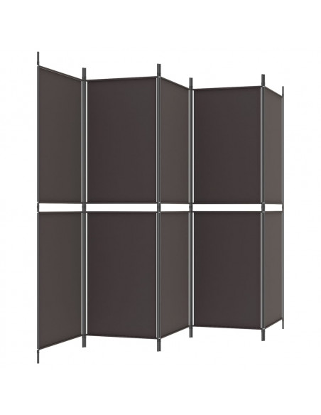 Divisorio a 5 Pannelli Marrone 250x180 cm in Tessuto