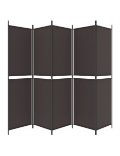 Divisorio a 5 Pannelli Marrone 250x200 cm in Tessuto