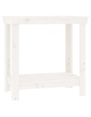 Banco da Lavoro Bianco 80x50x80 cm in Legno Massello di Pino